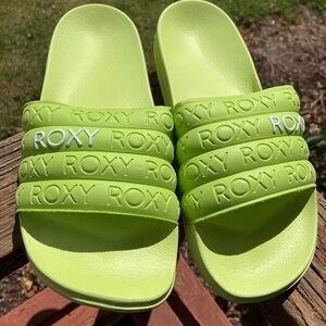 Roxy Slippery Water-Friendly Sandals in Lime Green! Comfy slide sandals!